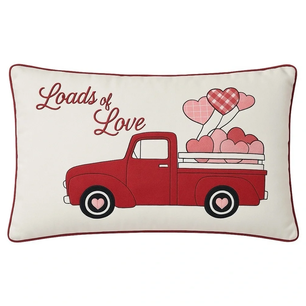 Loads of Love , Decorative Pillow, 22 x 12 , Red and Pink